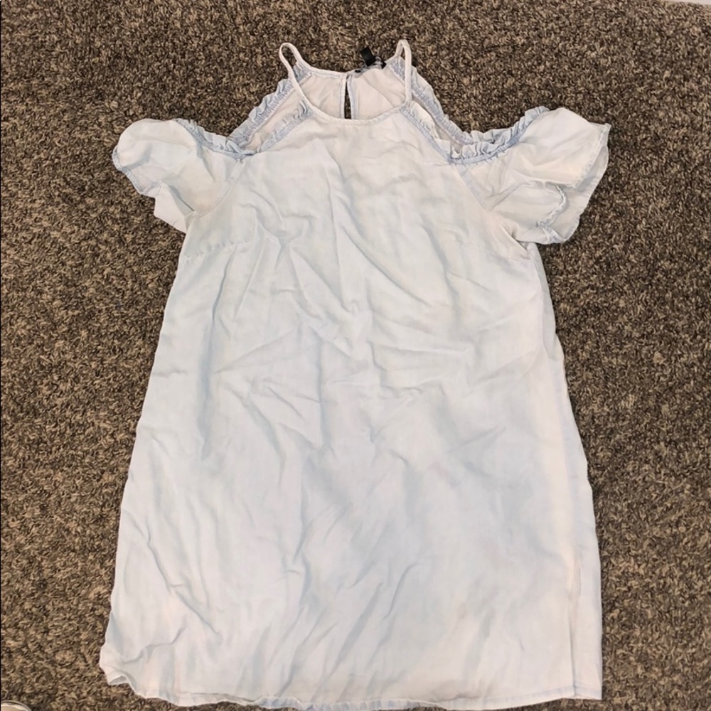 powder blue cold shoulder dress